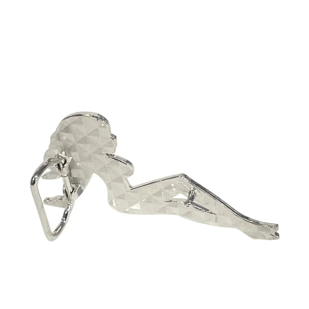 Chrome-Look Metal Silhouette Girl‎ Reclining Figure Belt Buckle Unique Design